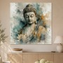 Buddha Wandbild oder Acrylbild in sanften Gold- und Grautönen