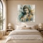 Buddha Wandbild oder Acrylbild in sanften Gold- und Grautönen