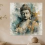 Buddha Wandbild oder Acrylbild in sanften Gold- und Grautönen