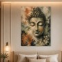 Buddha Gesicht mit Blumen, Leinwand oder Poster in harmonischer Zen-Optik