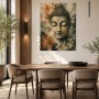 Buddha Gesicht mit Blumen, Leinwand oder Poster in harmonischer Zen-Optik