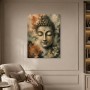 Buddha Gesicht mit Blumen, Leinwand oder Poster in harmonischer Zen-Optik
