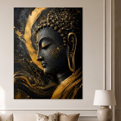 Goldener Buddha als Leinwand oder Acrylbild im modernen Stil