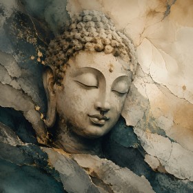 Buddha in Goldtönen, Wandbild oder Fine Art Print