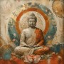 Meditativer Buddha als Wandbild oder Leinwand mit sanften Erdtönen