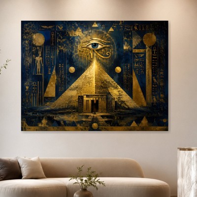 Mystisches Goldpyramiden Motiv als Acrylbild oder Kunstdruck