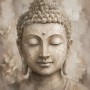 Meditativer Buddha als Leinwand oder Acrylbild in sanften Naturtönen
