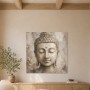 Meditativer Buddha als Leinwand oder Acrylbild in sanften Naturtönen