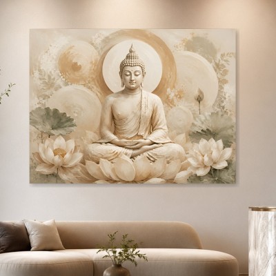 Buddha in sanften Naturtönen, als Wandbild oder Acrylbild