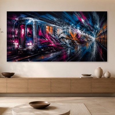 Dynamischer U-Bahn-Tunnel als Canvas Print oder Modernes Wandbild