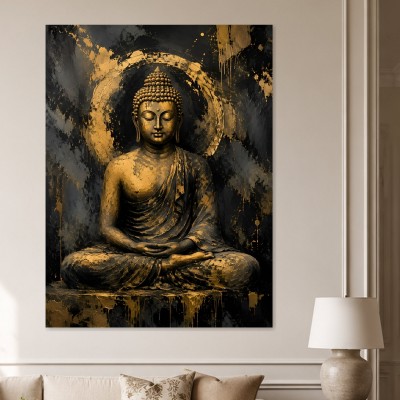 Goldene Buddha Ruhe, Modernes Wandbild oder Acrylbild