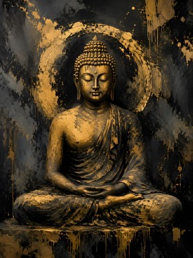 Goldene Buddha Ruhe, Modernes Wandbild oder Acrylbild