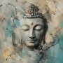 Buddha in Blau und Beige als Modernes Wandbild oder Leinwandbild