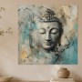 Buddha in Blau und Beige als Modernes Wandbild oder Leinwandbild