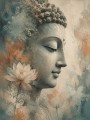 Buddha mit Lotusblüten als Leinwand oder Acrylbild