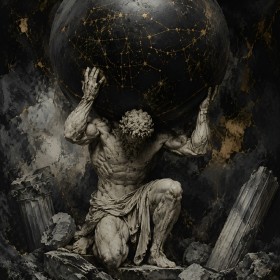 Atlas und der Sternhimmel als Wandbild oder Kunstwerk