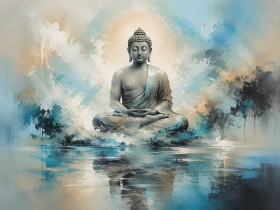 Buddha Ruhe zwischen Himmel und Wasser, Wandbild oder Fine Art Print