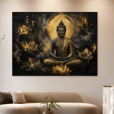Buddha in Gold, Leinwandbild oder Acrylbild mit meditativer Tiefe