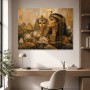 Ägyptische Königin im Goldton, Kunstwerk oder Wandbild mit Lotusdetails