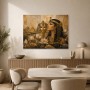 Ägyptische Königin im Goldton, Kunstwerk oder Wandbild mit Lotusdetails