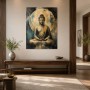Meditativer Buddha als Wandbild oder Fine Art Print in Gold und Blau