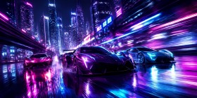 Neonrennen der Zukunft: Modernes Wandbild oder Acrylbild Neonrennen der Zukunft: Modernes Wandbild oder Acrylbild