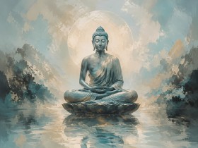 Meditativer Buddha im Licht, Leinwand oder Acrylbild