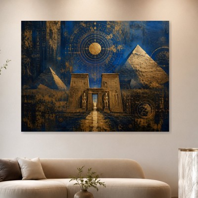 Ägyptische Pyramiden und Tempeltor als Acrylbild oder Leinwand