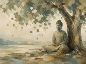Buddha unter dem Baum als Leinwand oder Acrylbild