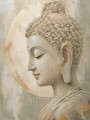 Meditativer Buddha als Leinwand oder Wandbild in sanften Naturtönen
