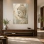 Meditativer Buddha als Leinwand oder Wandbild in sanften Naturtönen