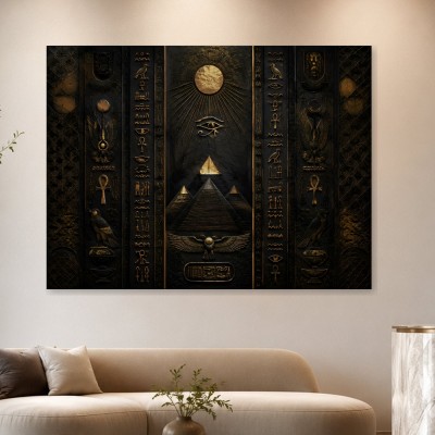 Ägyptische Symbolik als Wandbild oder Kunstdruck mit goldenen Details