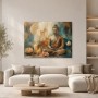 Meditativer Buddha Kunstdruck oder Acrylbild in warmen Erdtönen