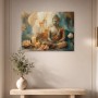 Meditativer Buddha Kunstdruck oder Acrylbild in warmen Erdtönen