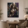 Elegante Frau mit Pfauenfedern als Kunstwerk oder Wandbild