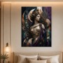 Elegante Frau mit Pfauenfedern als Kunstwerk oder Wandbild