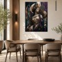 Elegante Frau mit Pfauenfedern als Kunstwerk oder Wandbild