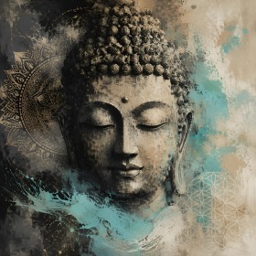 Meditativer Buddha als Acrylbild oder Kunstdruck für stilvolle Räume