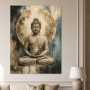 Meditativer Buddha Kunstdruck oder Acrylbild in Gold und Petrol
