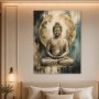 Meditativer Buddha Kunstdruck oder Acrylbild in Gold und Petrol