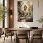Meditativer Buddha Kunstdruck oder Acrylbild in Gold und Petrol