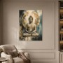 Meditativer Buddha Kunstdruck oder Acrylbild in Gold und Petrol