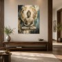 Meditativer Buddha Kunstdruck oder Acrylbild in Gold und Petrol