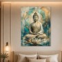 Meditativer Buddha als Acrylbild oder Leinwand im Goldtürkis-Look