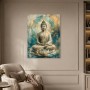Meditativer Buddha als Acrylbild oder Leinwand im Goldtürkis-Look
