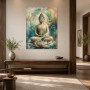 Meditativer Buddha als Acrylbild oder Leinwand im Goldtürkis-Look