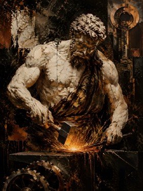 Starker Schmiedegott als Kunstwerk oder Wandbild Starker Schmiedegott als Kunstwerk oder Wandbild