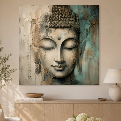 Meditativer Buddha als Wandbild oder Kunstdruck mit strukturierter Oberfläche