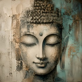 Meditativer Buddha als Wandbild oder Kunstdruck mit strukturierter Oberfläche