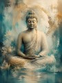 Meditativer Buddha als Leinwand oder Acrylbild in sanften Türkistönen